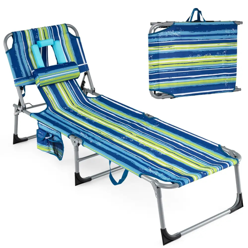 Tanning Chair with Face Arm Holes Folding Chair-Multicolor - Multicolor - Outdoor Chaise Lounges