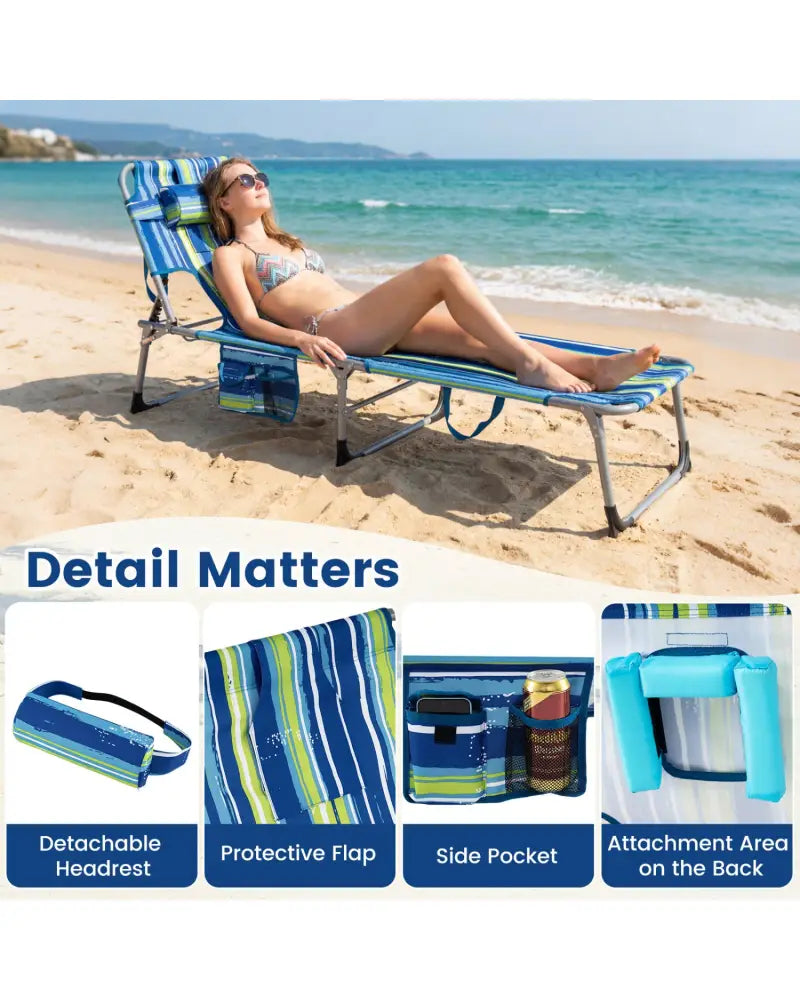 Tanning Chair with Face Arm Holes Folding Chair-Multicolor - Multicolor - Outdoor Chaise Lounges