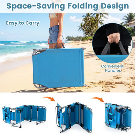Tanning Chair with Face Arm Holes Folding Chair-Navy - Navy - Outdoor Chaise Lounges