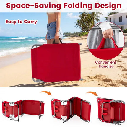 Tanning Chair with Face Arm Holes Folding Chair-Red - Red - Outdoor Chaise Lounges
