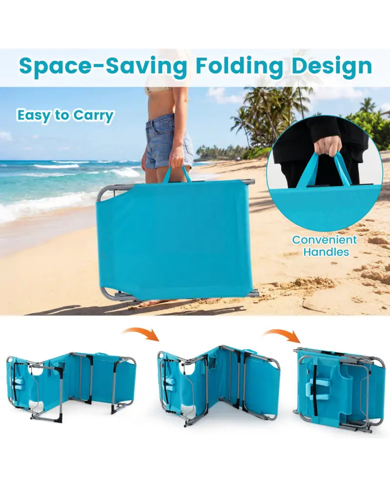 Tanning Chair with Face Arm Holes Folding Chair-Turquoise - Turquoise - Outdoor Chaise Lounges