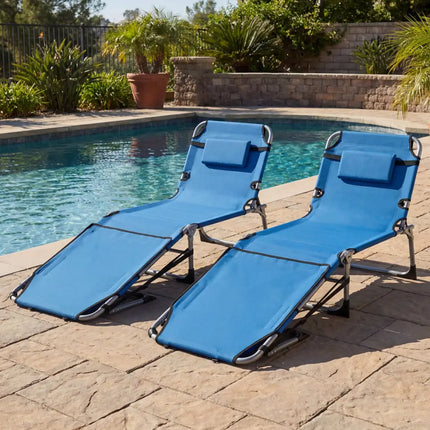 Tanning Chair with Face Arm Holes Portable Sunbathing Chair-Blue - Blue - Beach & Lawn Chairs