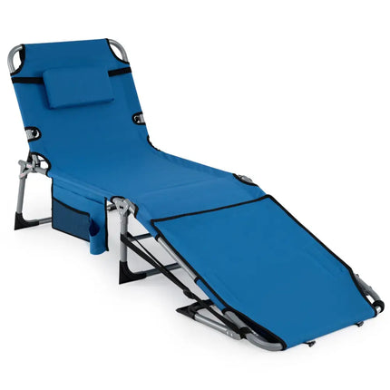 Tanning Chair with Face Arm Holes Portable Sunbathing Chair-Blue - Blue - Beach & Lawn Chairs