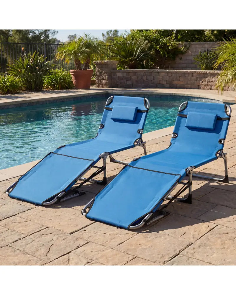 Tanning Chair with Face Arm Holes Portable Sunbathing Chair-Blue - Blue - Outdoor Chaise Lounges