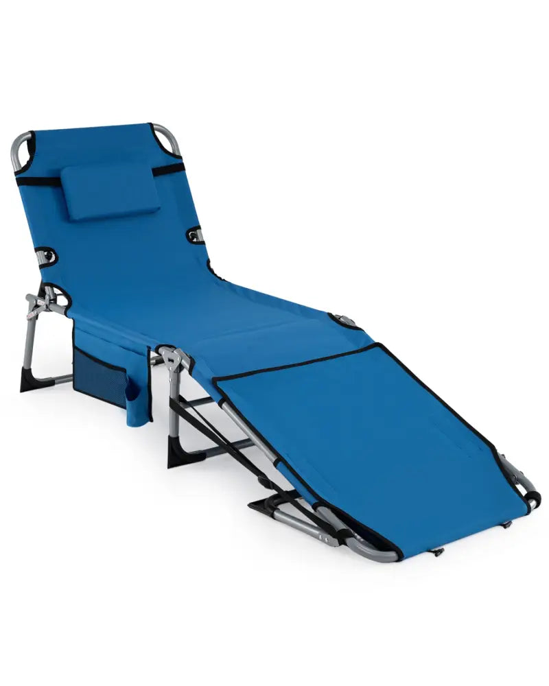 Tanning Chair with Face Arm Holes Portable Sunbathing Chair-Blue - Blue - Outdoor Chaise Lounges