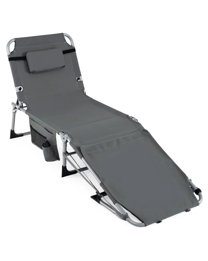 Tanning Chair with Face Arm Holes Portable Sunbathing Chair-Gray - Gray - Outdoor Chaise Lounges