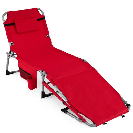 Tanning Chair with Face Arm Holes Portable Sunbathing Chair-Red - Red - Beach & Lawn Chairs