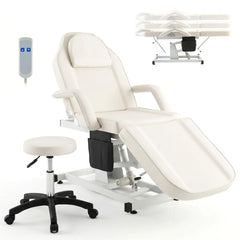 Tattoo Chair for Client Esthetician with Hydraulic Stool-White - White - Spa & Salon