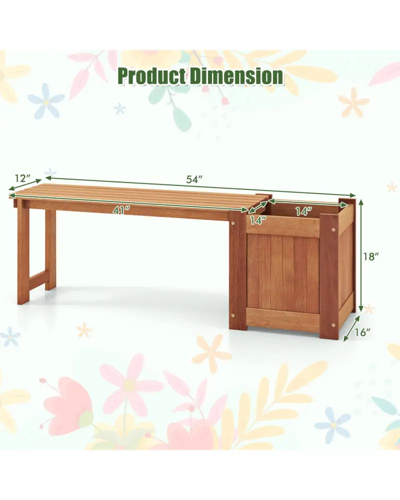 Teak Oil Finish Raised Garden Bed Wood Planter Box with Bench - Raised Garden Beds