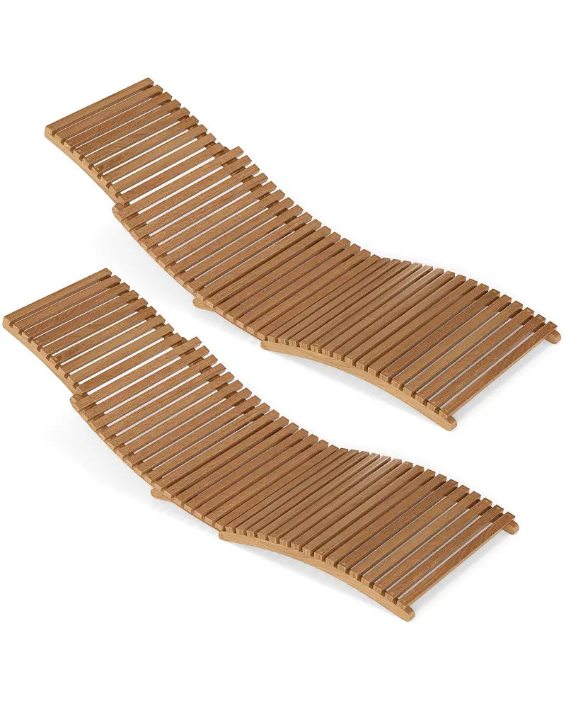 Teak Wood Patio Folding Chaise Lounge Chair with Slatted Seat-1 - Outdoor Chaise Lounges