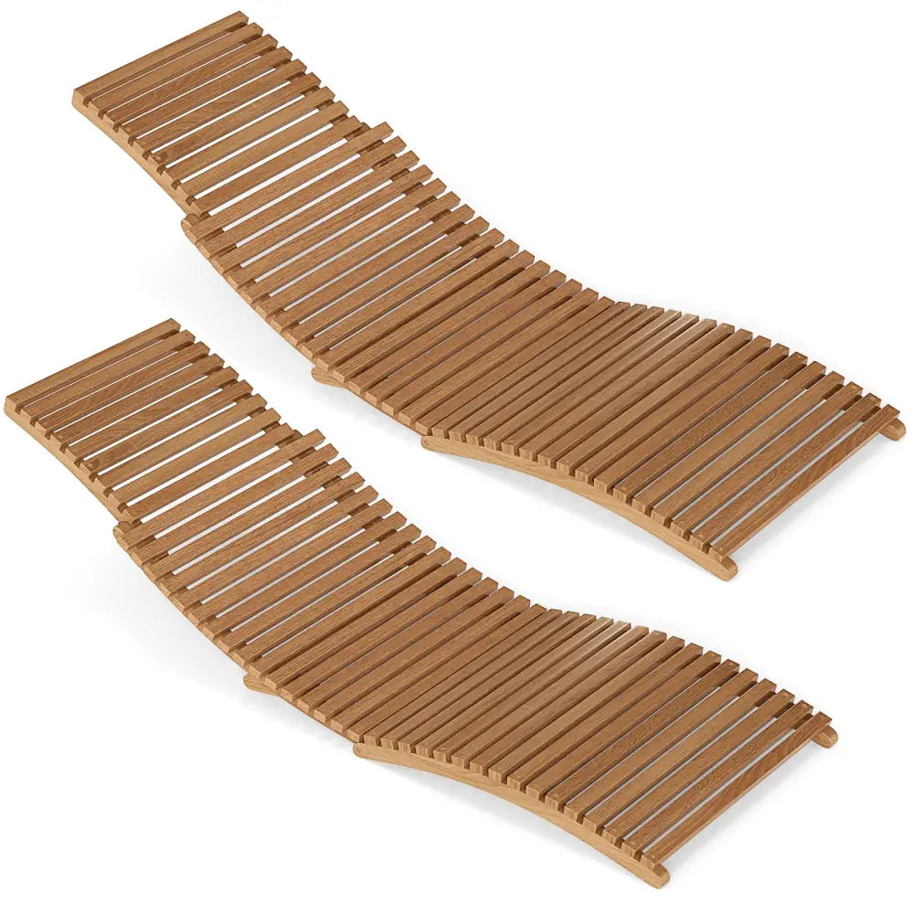 Teak Wood Patio Folding Chaise Lounge Chair with Slatted Seat-1 - Outdoor Chaise Lounges