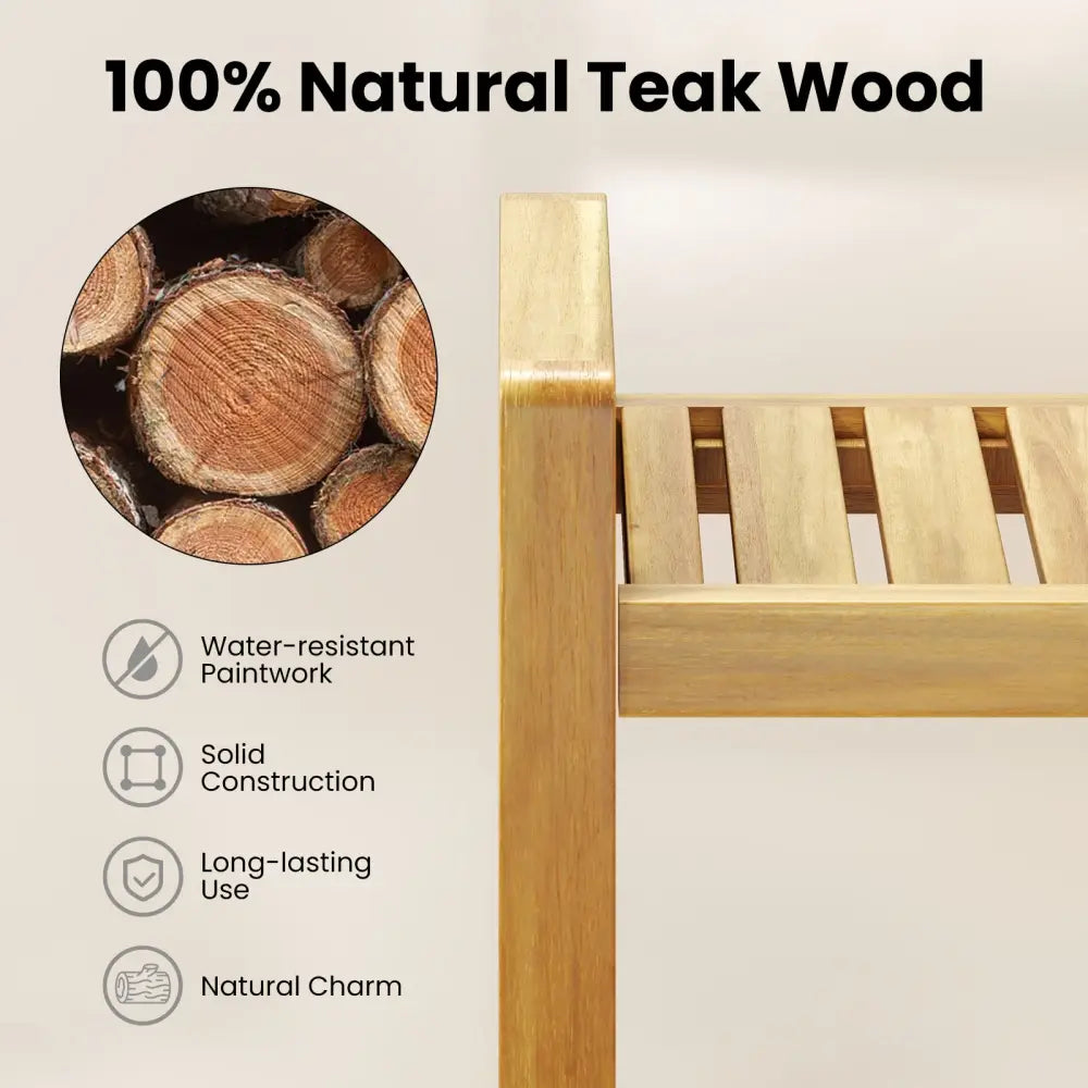 Teak Wood Shower Bench for Inside Shower Shaving Legs - Natural - Bath Safety