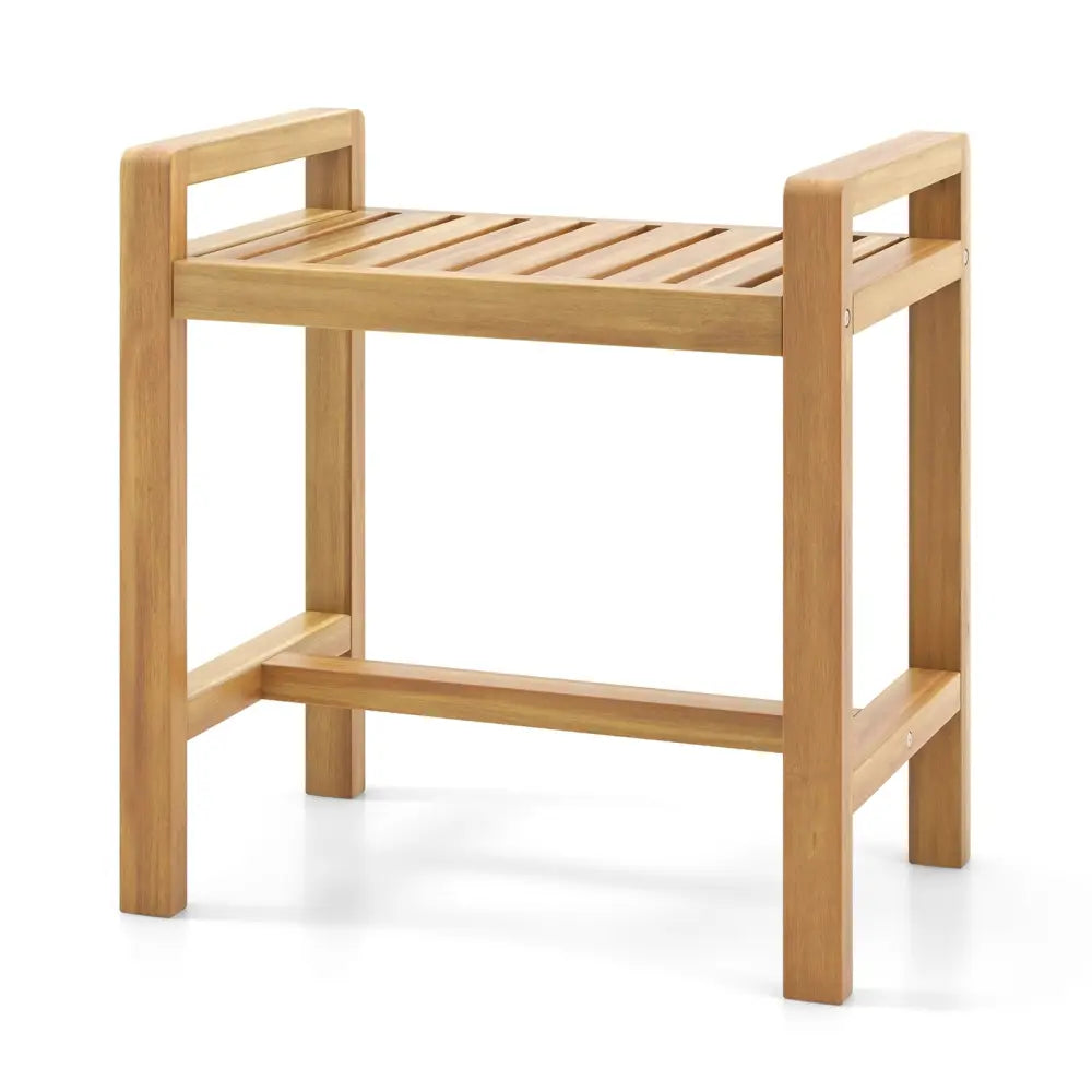 Teak Wood Shower Bench for Inside Shower Shaving Legs - Natural - Bath Safety