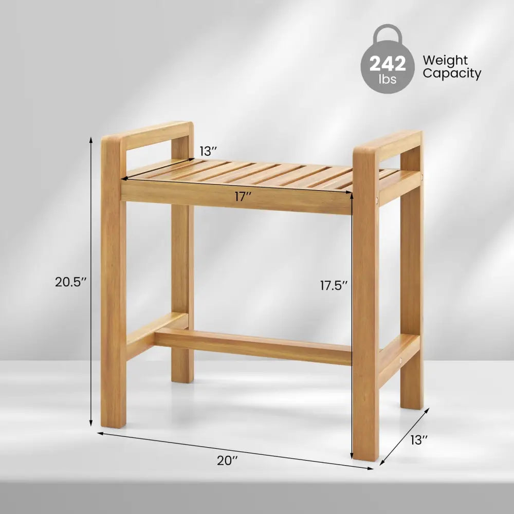 Teak Wood Shower Bench for Inside Shower Shaving Legs - Natural - Bath Safety