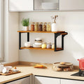 Teak Wood Wall Mounted Floating Shelves with Towel Bar - Natural - Towel Racks