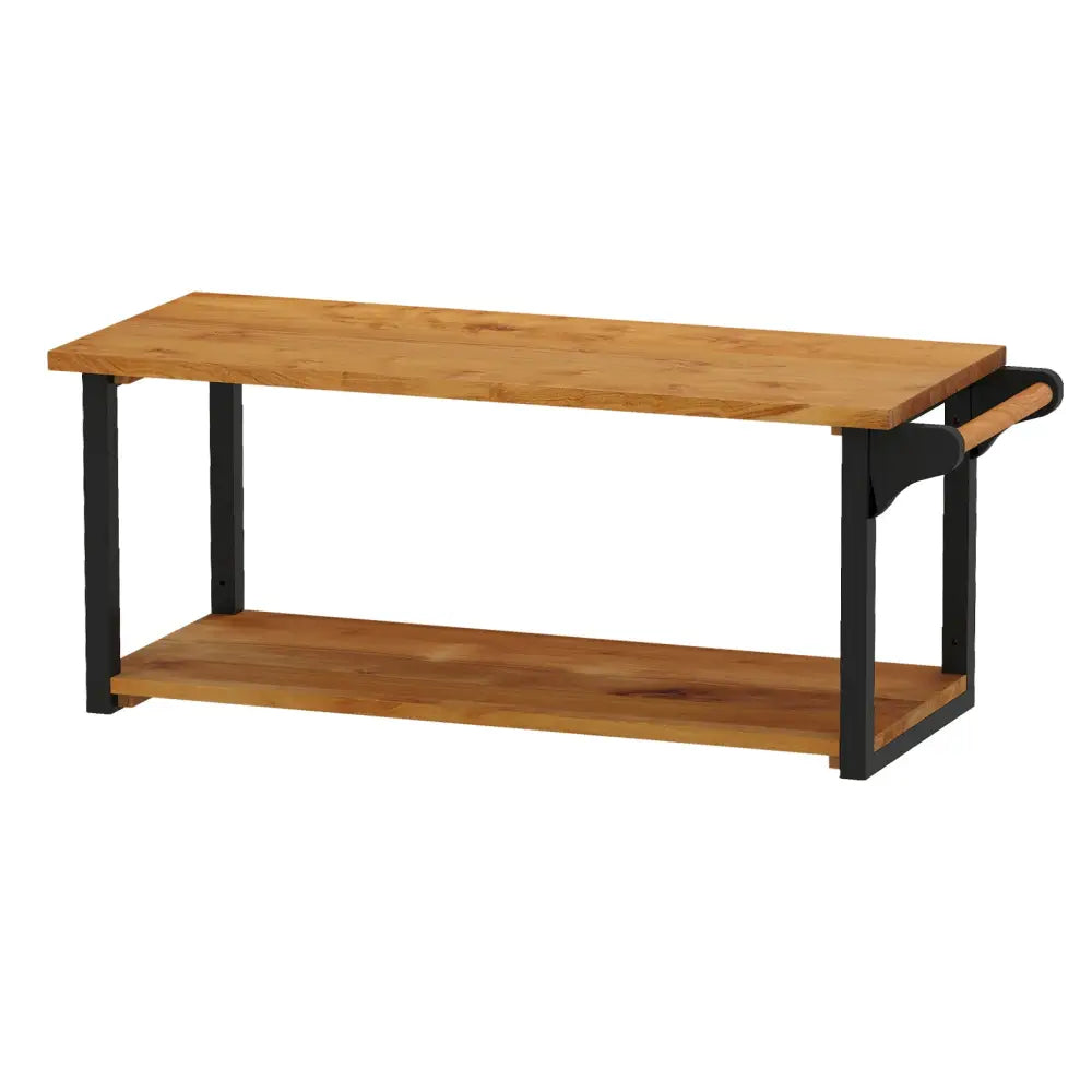 Teak Wood Wall Mounted Floating Shelves with Towel Bar - Natural - Towel Racks