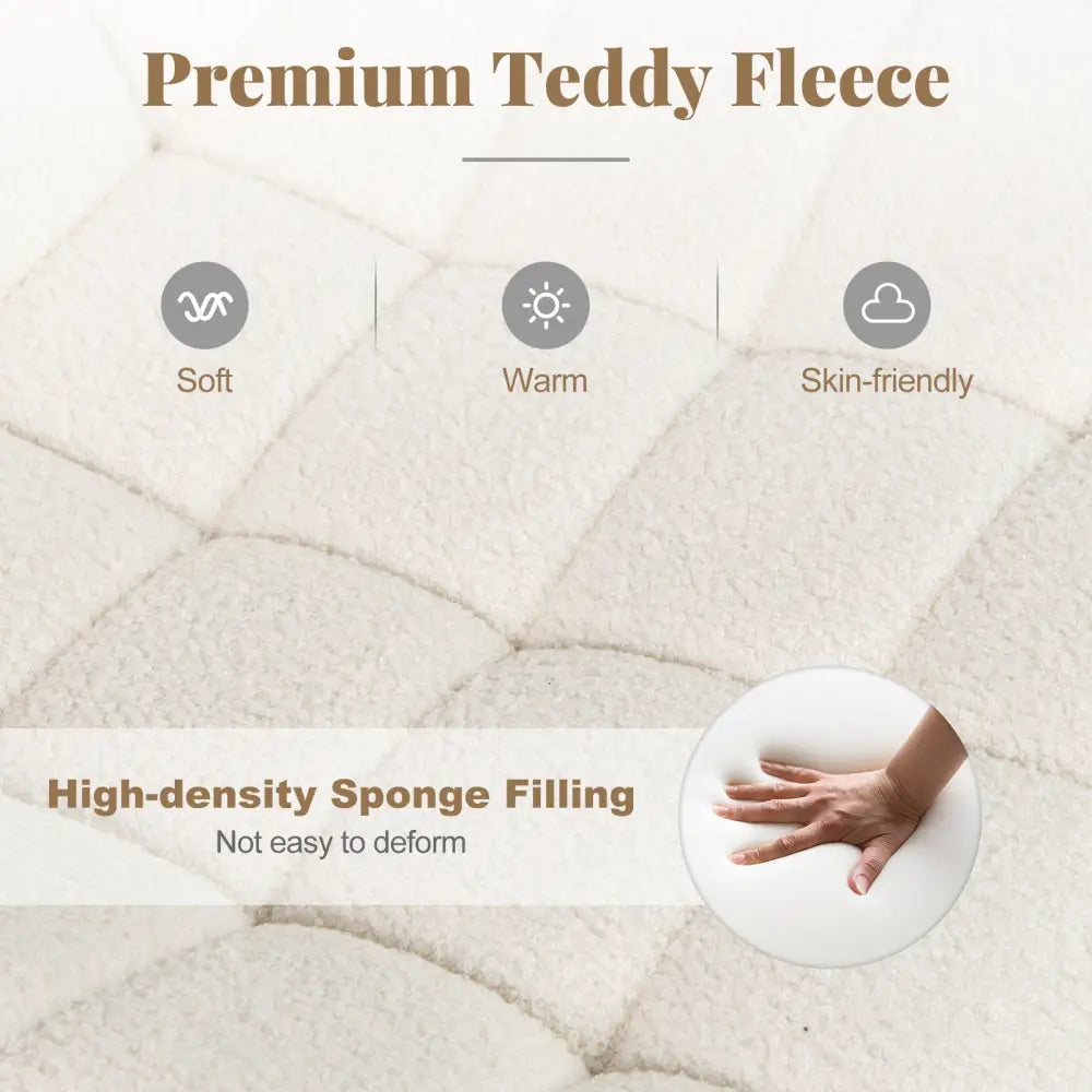 Teddy Fleece Armless Office Chair Makeup Vanity Chair-White - White - Armless Chairs