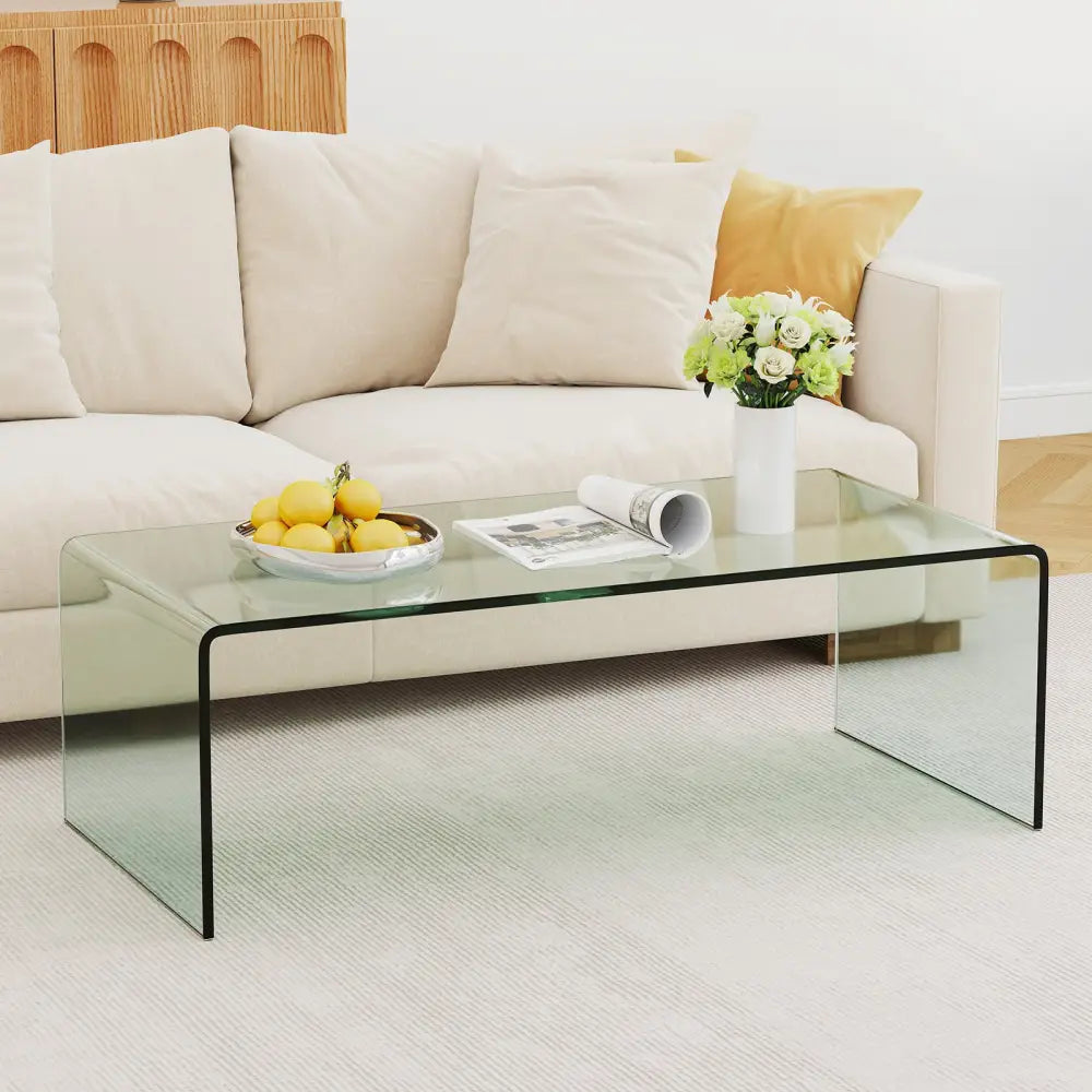 Tempered Glass Coffee Table Set of 3 with 1 Clear Coffee Table and 2 End Tables - Transparent - Coffee Tables