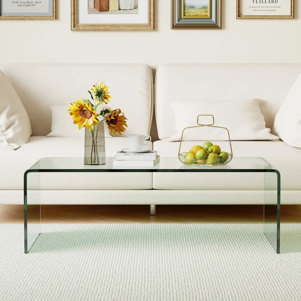 Tempered Glass Coffee Table Set of 3 with 1 Clear Coffee Table and 2 End Tables - Transparent - Coffee Tables