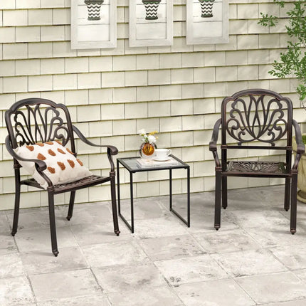 Tempered Glass Side Table with Metal Frame for Indoor and Outdoor - Black - End & Side Tables