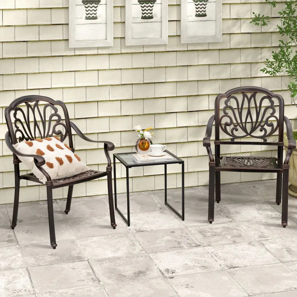 Tempered Glass Side Table with Metal Frame for Indoor and Outdoor - Black - End & Side Tables