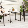 Tempered Glass Side Table with Metal Frame for Indoor and Outdoor - Black - End & Side Tables