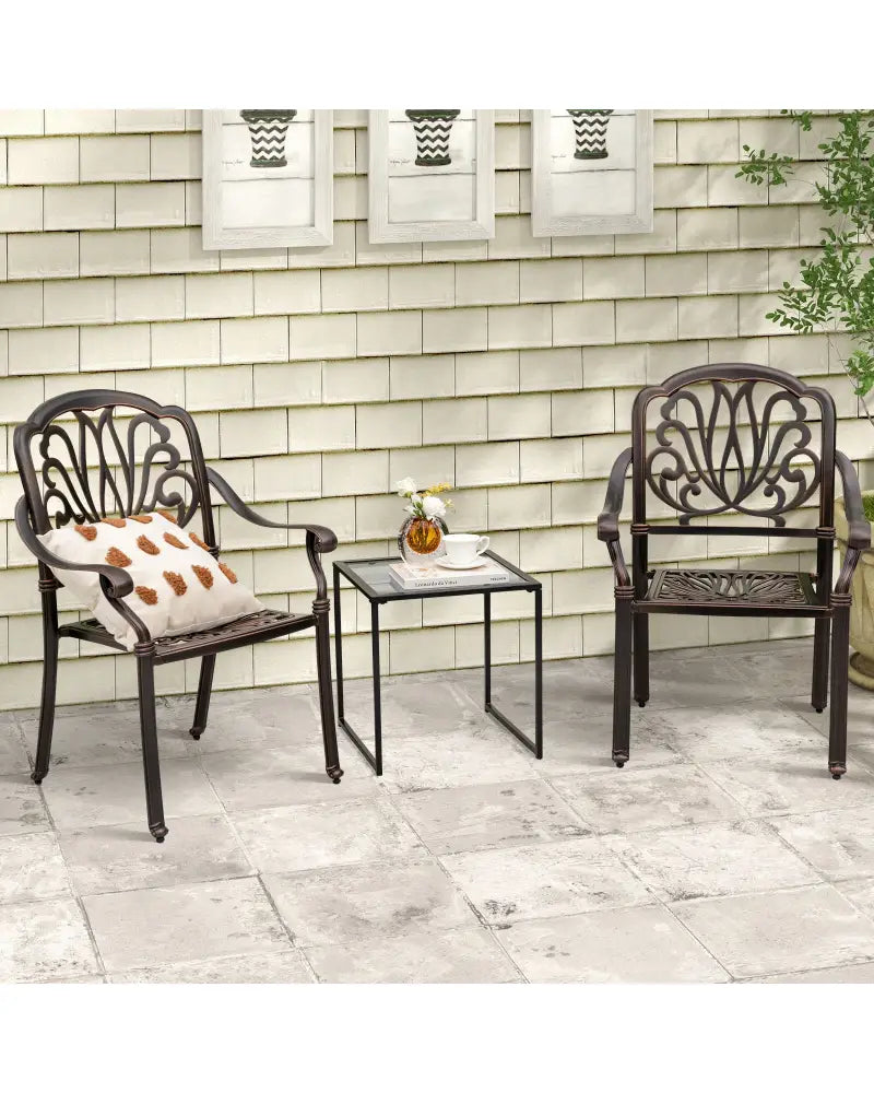 Tempered Glass Side Table with Metal Frame for Indoor and Outdoor - Black - End & Side Tables