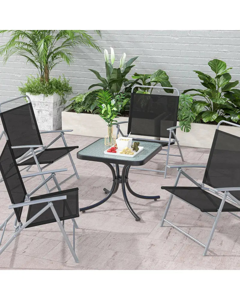 Tempered Glass Top Patio Table with Heavy-duty Metal Frame for Garden Poolside-Black - Black - Patio Coffee Tables