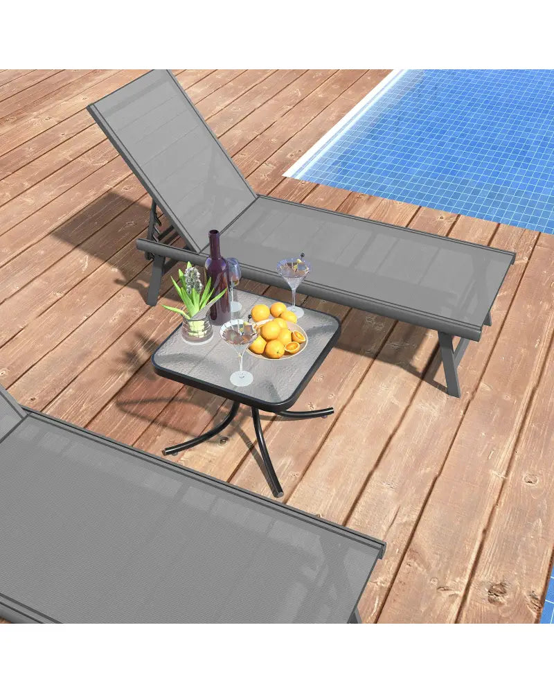 Tempered Glass Top Patio Table with Heavy-duty Metal Frame for Garden Poolside-Black - Black - Patio Coffee Tables