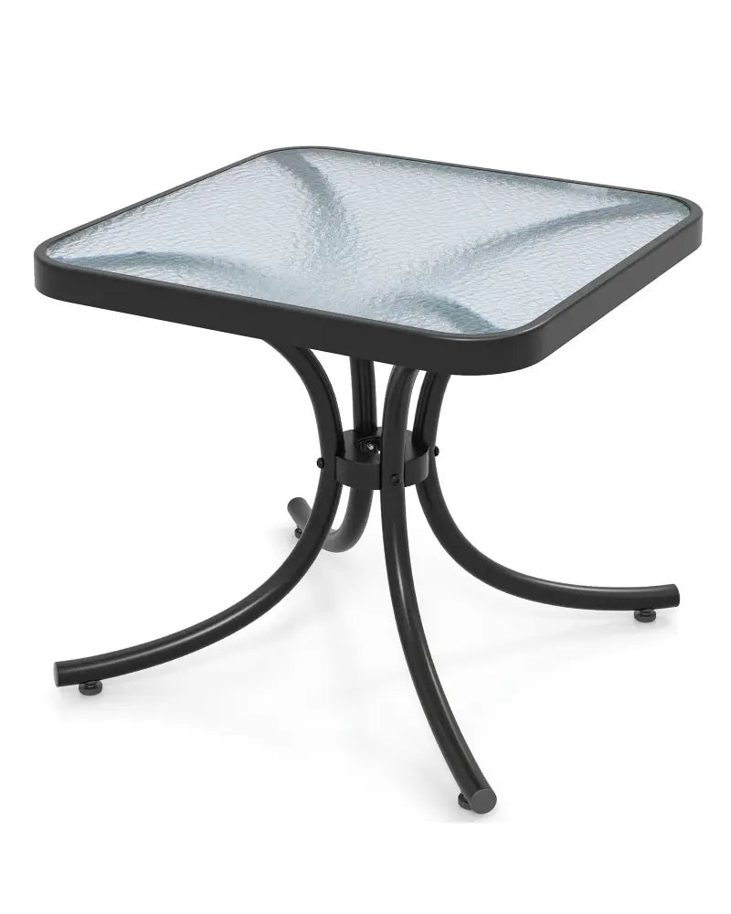 Tempered Glass Top Patio Table with Heavy-duty Metal Frame for Garden Poolside-Black - Black - Patio Coffee Tables