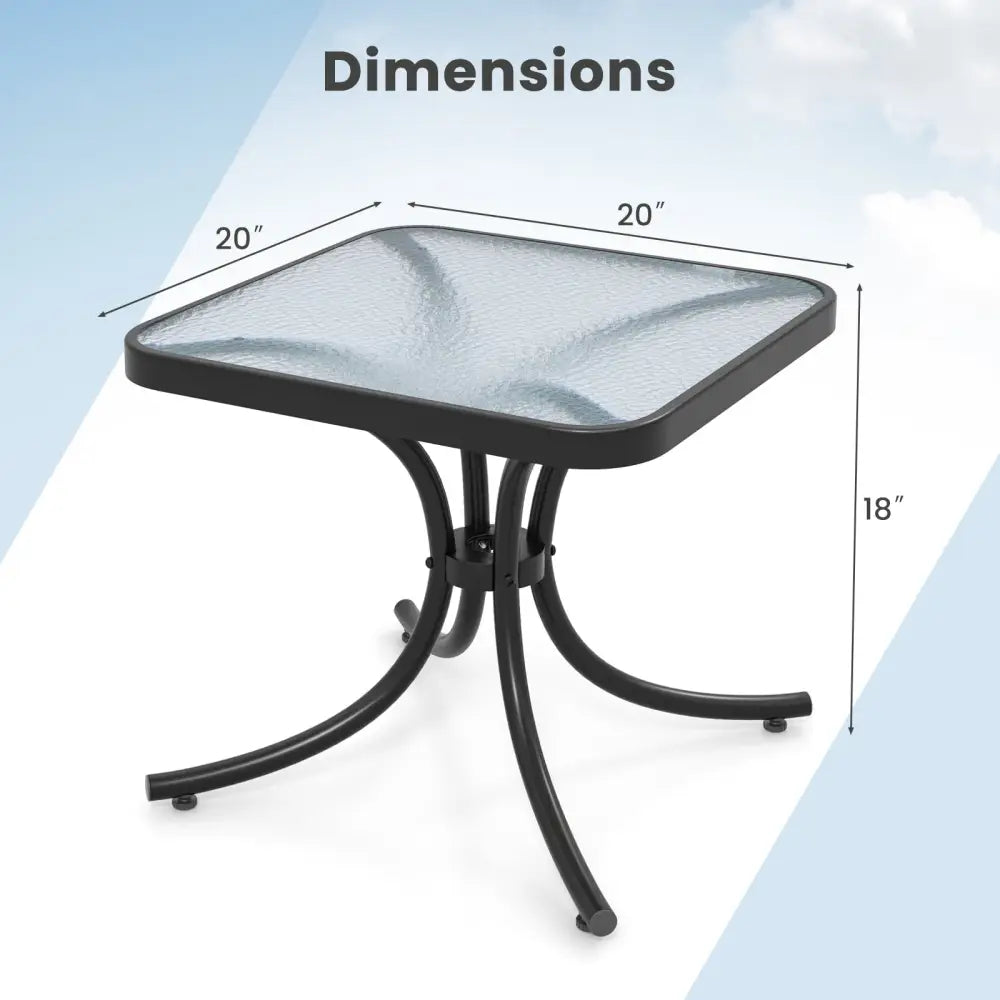 Tempered Glass Top Patio Table with Heavy-duty Metal Frame for Garden Poolside-Black - Black - Patio Coffee Tables