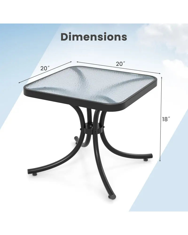 Tempered Glass Top Patio Table with Heavy-duty Metal Frame for Garden Poolside-Black - Black - Patio Coffee Tables