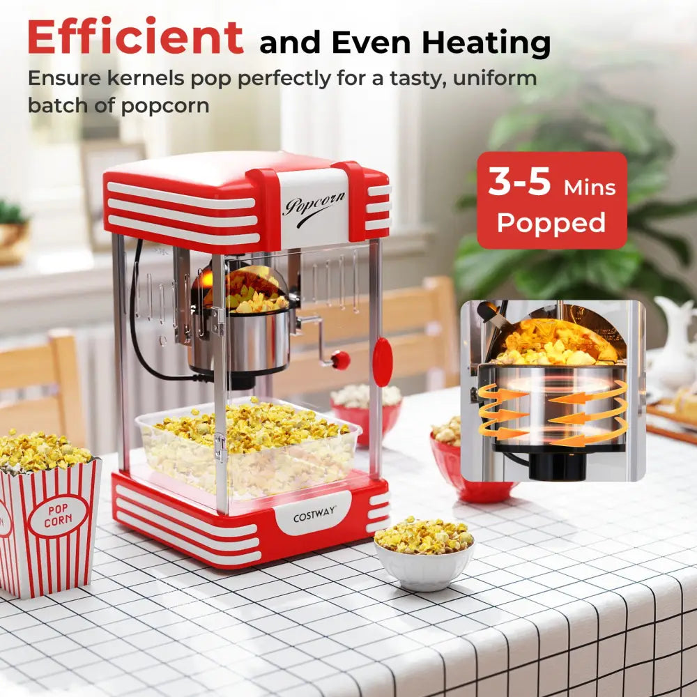 Theater Style Countertop Popcorn Maker with Stainless Steel Kettle-Red - Red - Small Appliances