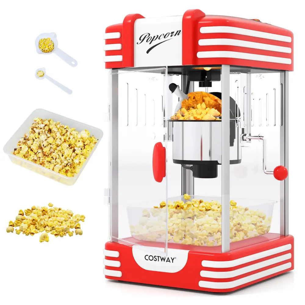 Theater Style Countertop Popcorn Maker with Stainless Steel Kettle-Red - Red - Small Appliances