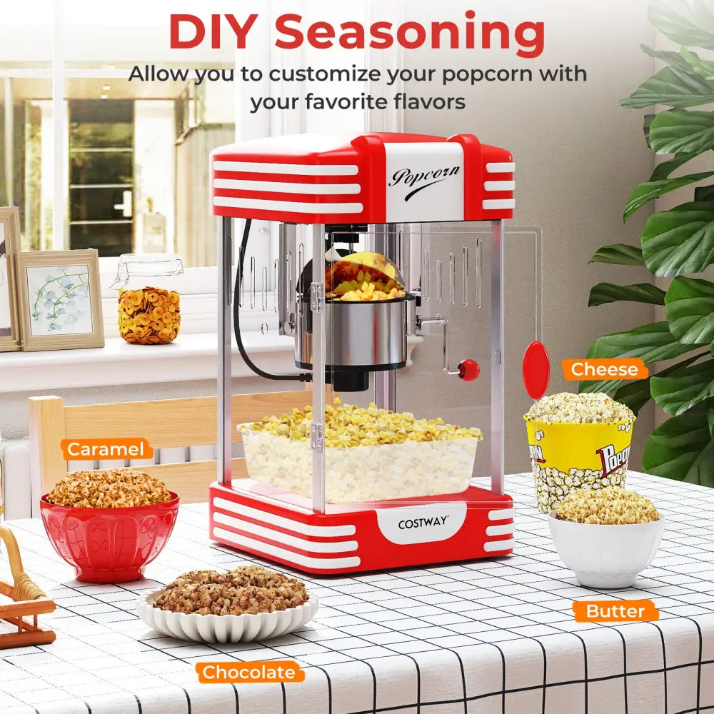 Theater Style Countertop Popcorn Maker with Stainless Steel Kettle-Red - Red - Small Appliances