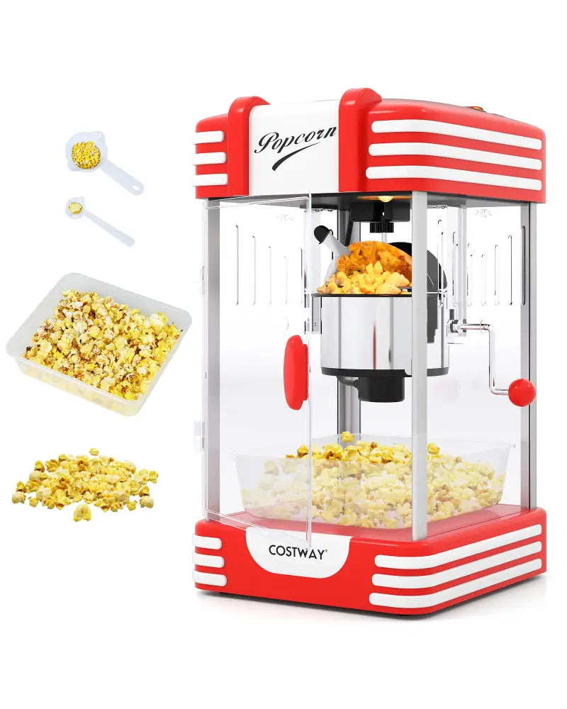 Theater Style Countertop Popcorn Maker with Stainless Steel Kettle-Red - Red - Small Appliances