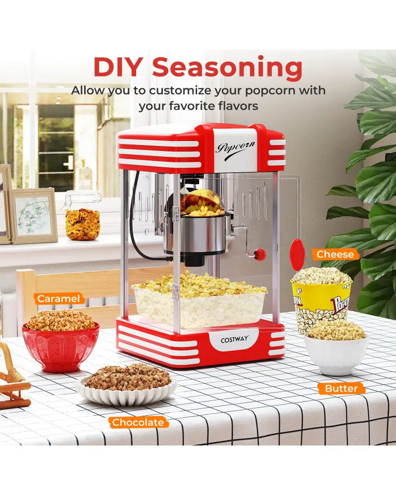 Theater Style Countertop Popcorn Maker with Stainless Steel Kettle-Red - Red - Small Appliances
