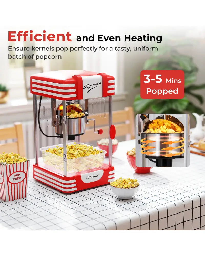 Theater Style Countertop Popcorn Maker with Stainless Steel Kettle-Red - Red - Small Appliances