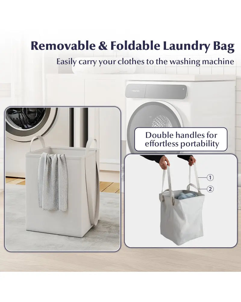 Tilt-Out Laundry Hamper Cabinet with Drawer and Removable Laundry Bag-White - White - Laundry Baskets