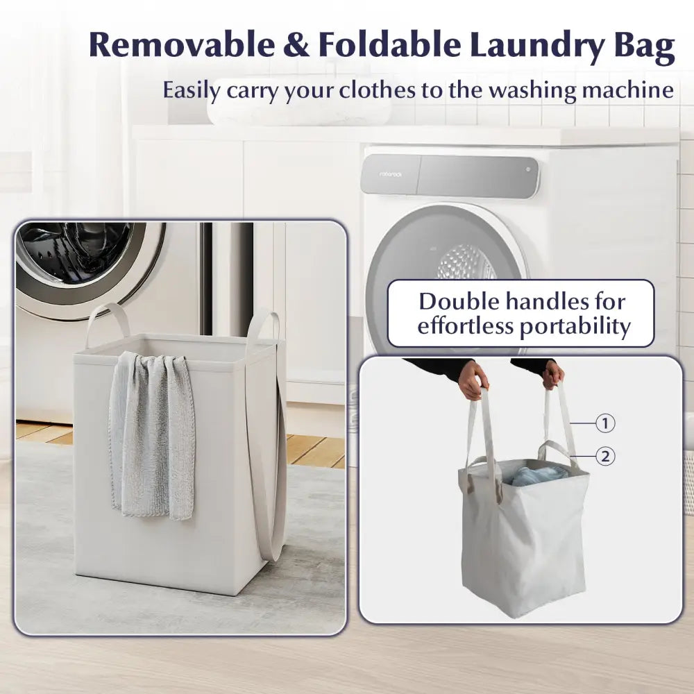 Tilt-Out Laundry Hamper Cabinet with Drawer and Removable Laundry Bag-White - White - Laundry Baskets