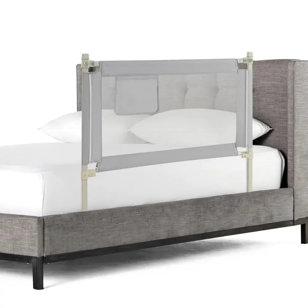 Toddler Bedrail with Side Pocket and 24 Adjustable Heights-Gray - Gray - Bed Rails
