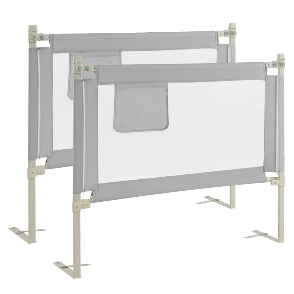 Toddler Bedrail with Side Pocket and 24 Adjustable Heights-Gray - Gray - Bed Rails