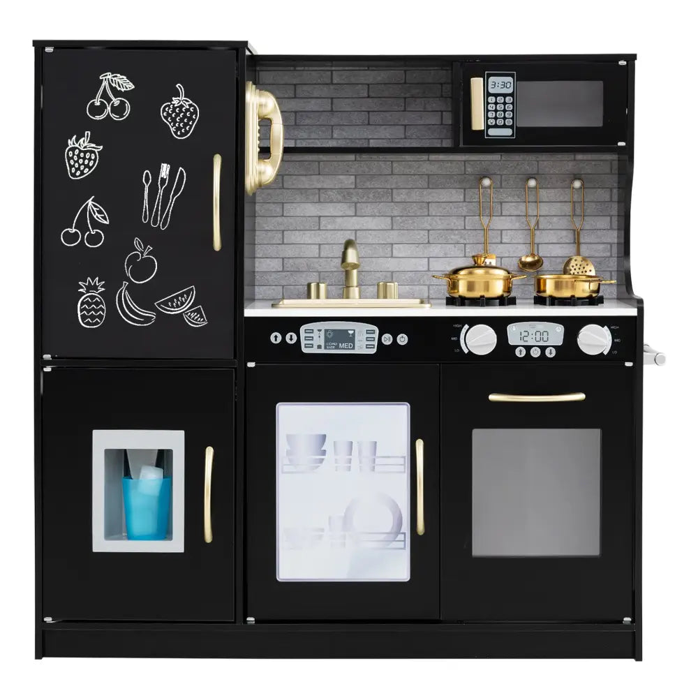 Toddler Pretend Play Kitchen for Boys and Girls 3-6 Years Old-Black - Black - Play Kitchen Sets