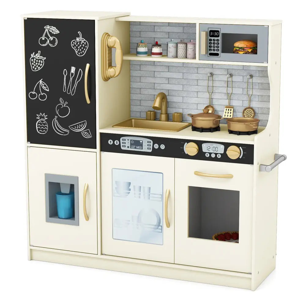 Toddler Pretend Play Kitchen for Boys and Girls 3-6 Years Old-Cream White - Cream White - Play Kitchen Sets