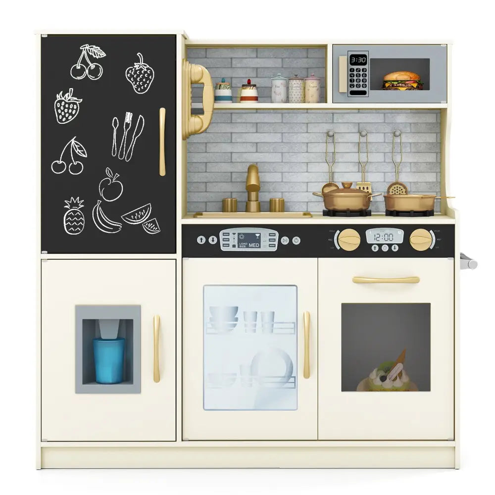 Toddler Pretend Play Kitchen for Boys and Girls 3-6 Years Old-Cream White - Cream White - Play Kitchen Sets