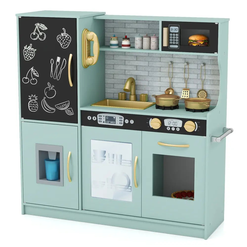 Toddler Pretend Play Kitchen for Boys and Girls 3-6 Years Old-Green - Green - Play Kitchen Sets