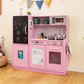 Toddler Pretend Play Kitchen for Boys and Girls 3-6 Years Old-Pink - Pink - Play Kitchen Sets