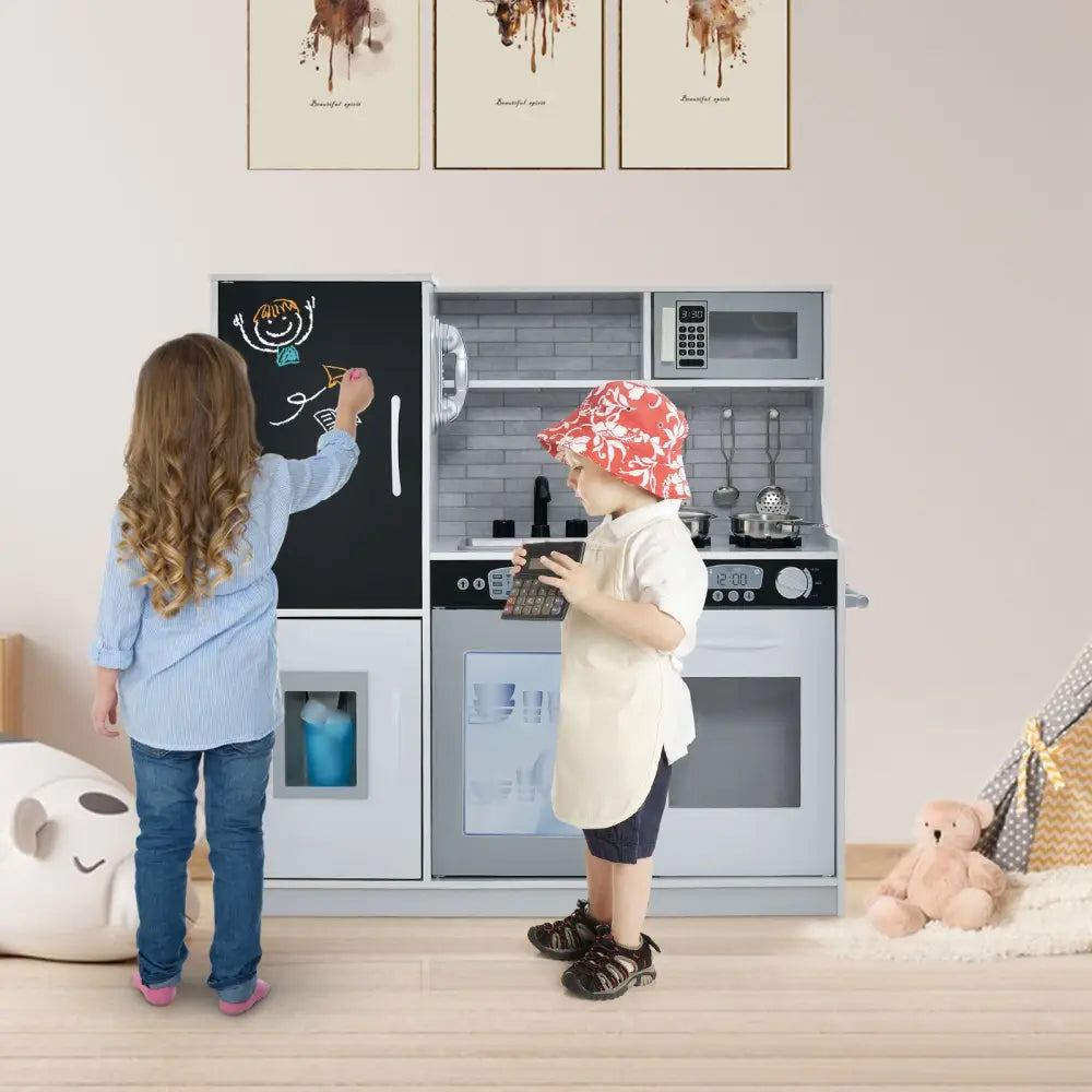 Toddler Pretend Play Kitchen for Boys and Girls 3-6 Years Old-White - White - Play Kitchen Sets