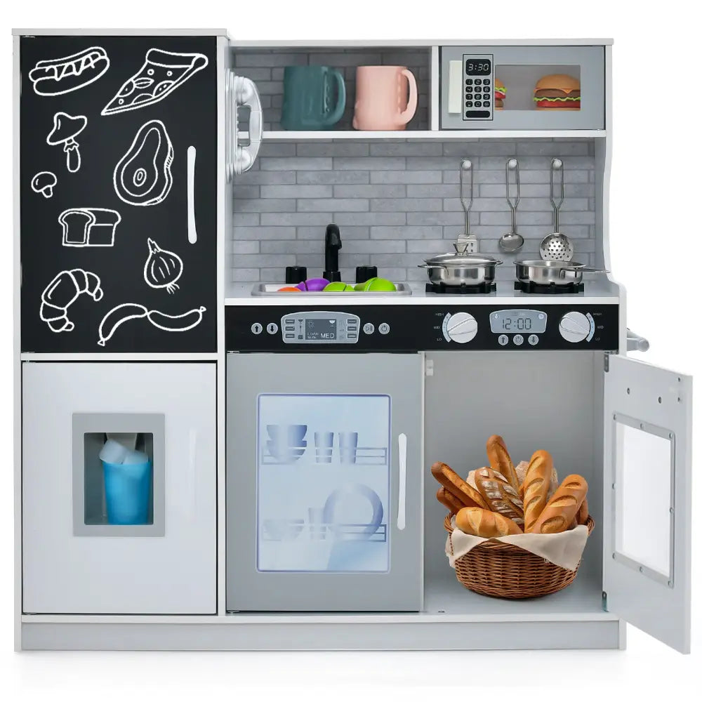 Toddler Pretend Play Kitchen for Boys and Girls 3-6 Years Old-White - White - Play Kitchen Sets