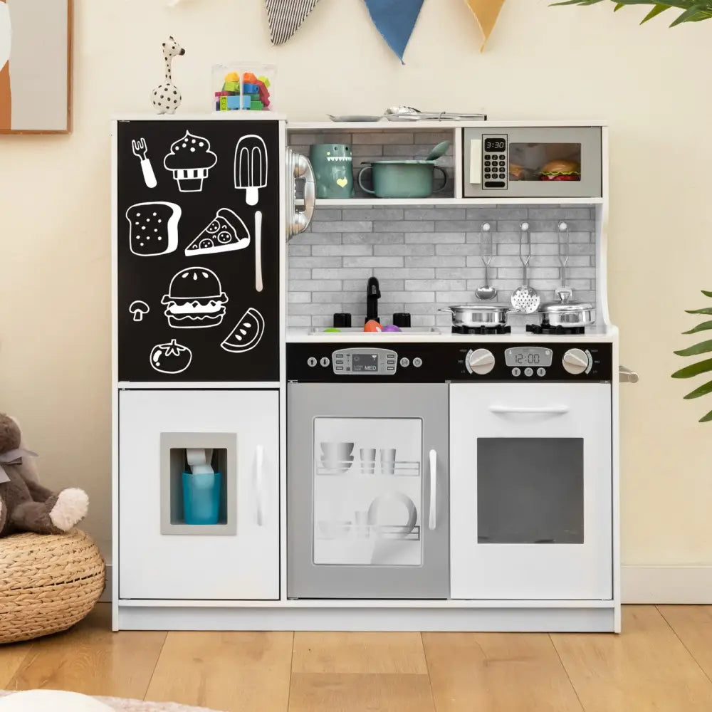 Toddler Pretend Play Kitchen for Boys and Girls 3-6 Years Old-White - White - Play Kitchen Sets